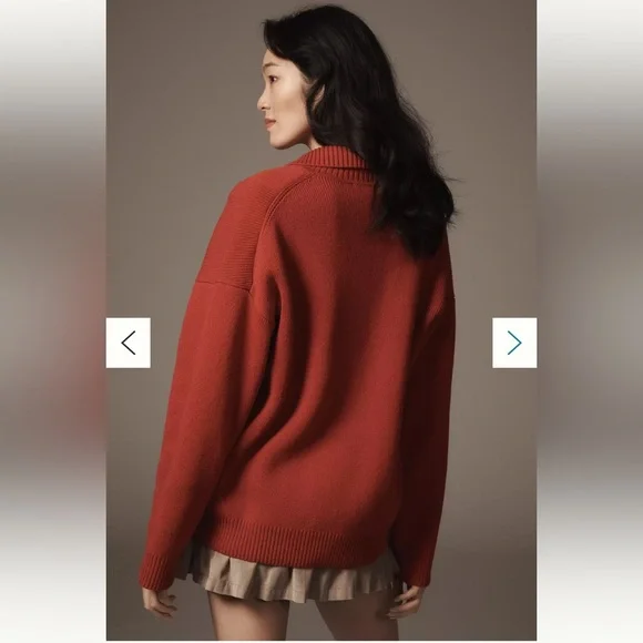 Reformation Rust Red V-Neck Knit Sweater - Picture 2 of 6